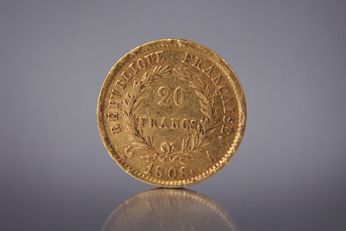 Verso d'une piece en Or  de francs Napoléon